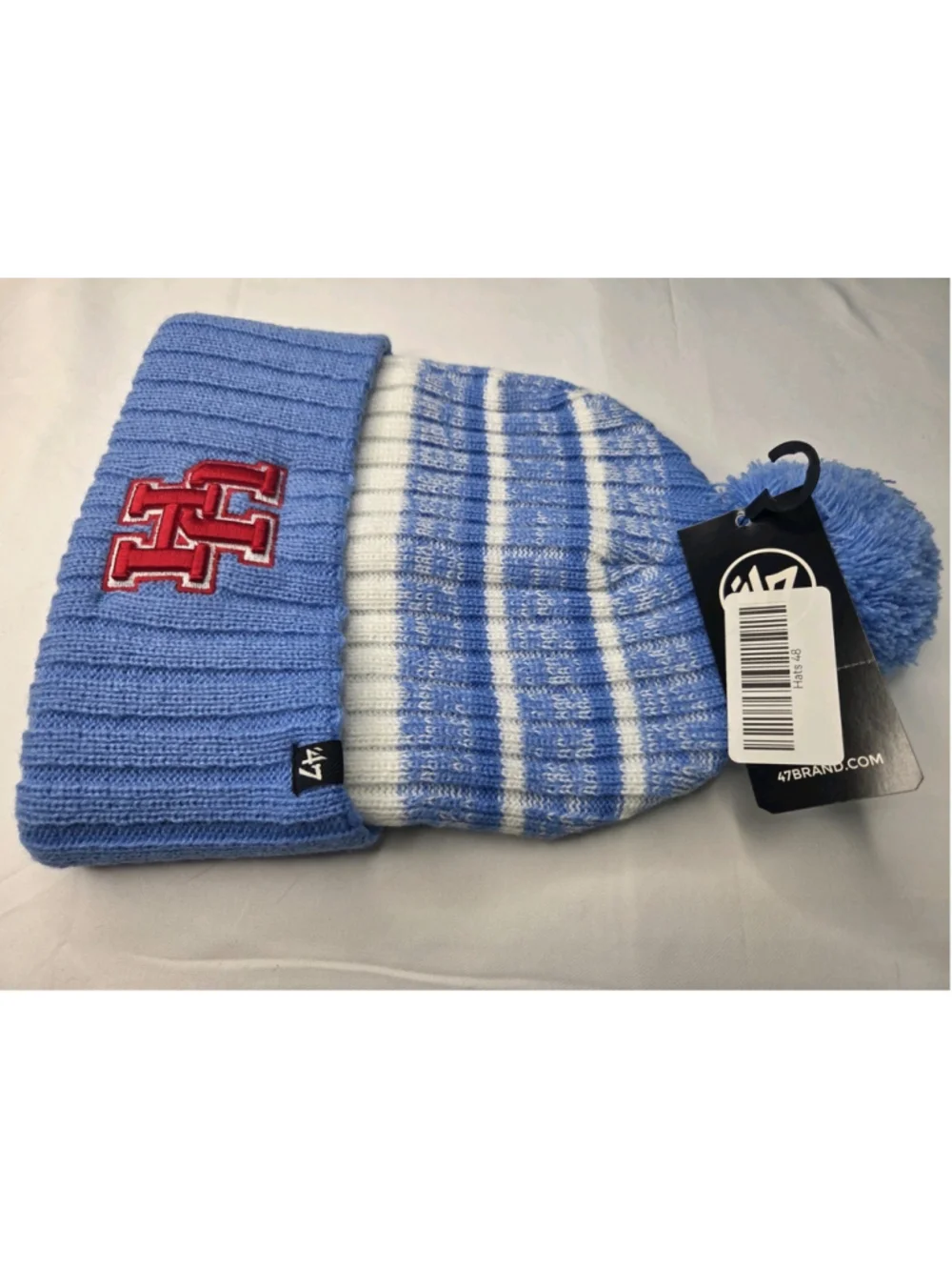 '47 Houston Cougars Cuffed Pom Knit Beanie Periwinkle White NWT #48